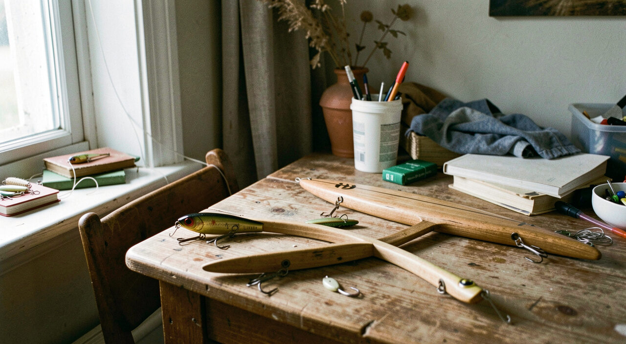 An email note, pencil and lure box arranged beside a plain statement about private correspondence